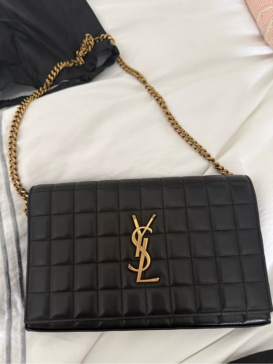 Saint Laurent Handbags - Saint Laurent Black Quilted Leather Shoulder Bag with Gold YSL Chain
